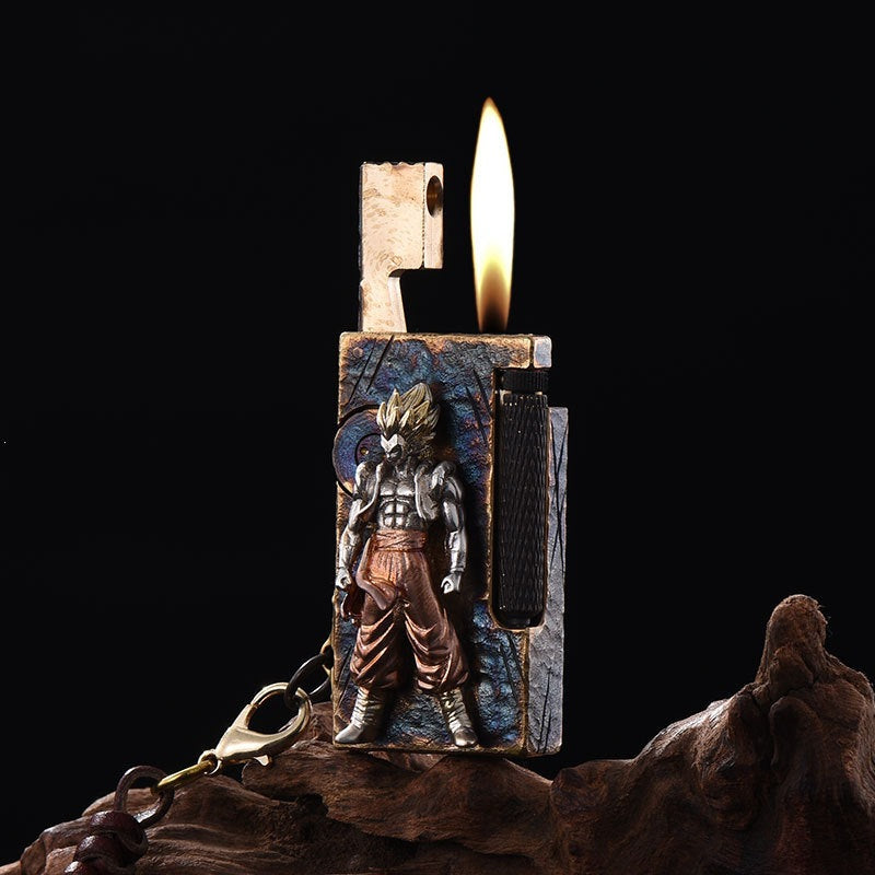 Original Copper Handmade Saiyan Flint Lighter, Cool and Stylish High-End Gift, Kerosene Lighter, Popular on Live Streaming