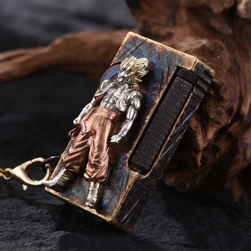Original Copper Handmade Saiyan Flint Lighter, Cool and Stylish High-End Gift, Kerosene Lighter, Popular on Live Streaming