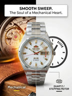 Orient Men 36mm Automatic Mechanical Watch 21 Jewels Day‑Date Luminous Stainless Steel Bracelet Business Wrist Watch