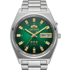 Orient Men 36mm Automatic Mechanical Watch 21 Jewels Day‑Date Luminous Stainless Steel Bracelet Business Wrist Watch