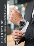 Orient Men 36mm Automatic Mechanical Watch 21 Jewels Day‑Date Luminous Stainless Steel Bracelet Business Wrist Watch