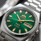 Orient Men 36mm Automatic Mechanical Watch 21 Jewels Day‑Date Luminous Stainless Steel Bracelet Business Wrist Watch