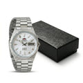 Orient Men 36mm Automatic Mechanical Watch 21 Jewels Day‑Date Luminous Stainless Steel Bracelet Business Wrist Watch