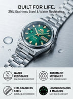Orient Men 36mm Automatic Mechanical Watch 21 Jewels Day‑Date Luminous Stainless Steel Bracelet Business Wrist Watch